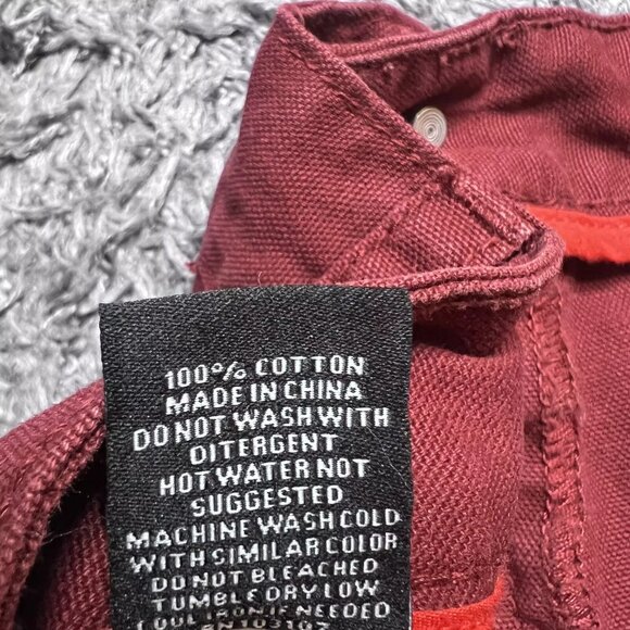 Square Zero Jeans Mens 36x33 Red Denim Distressed Biker Slim Paint Zipper Logo - Picture 10 of 16